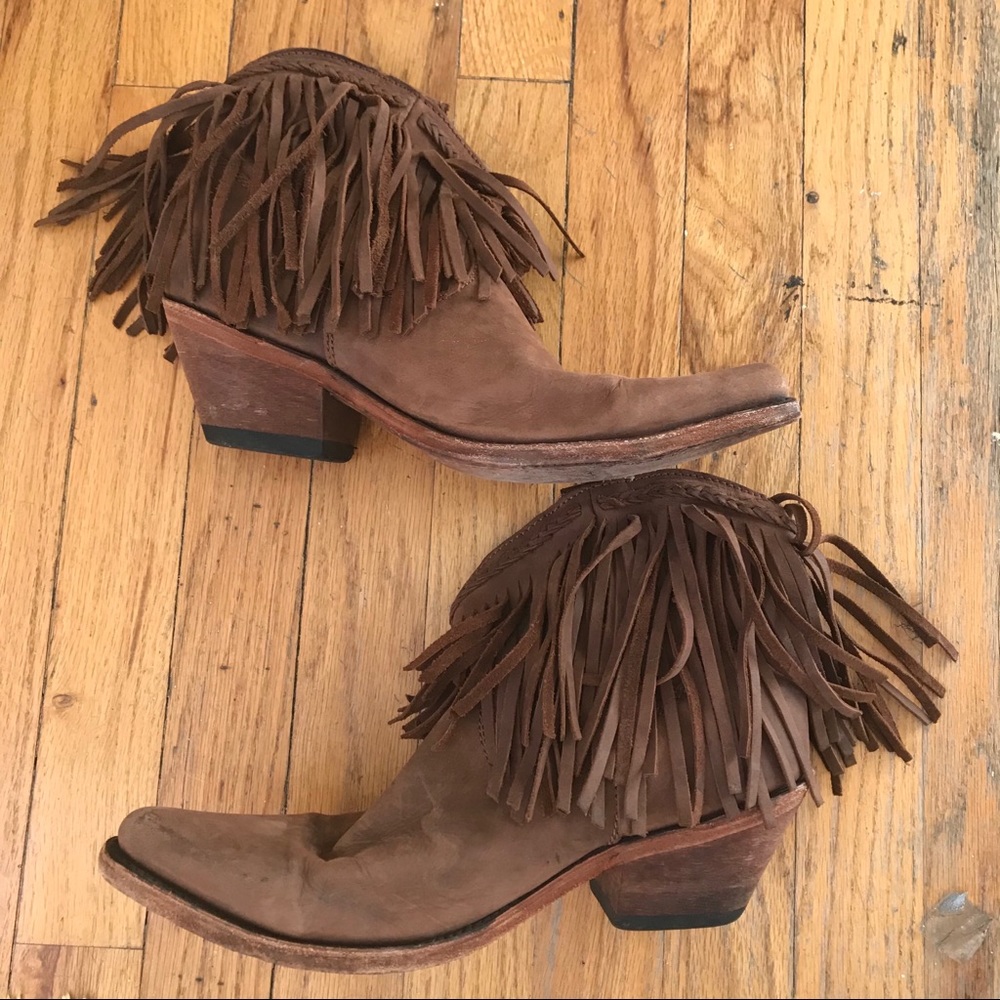 freebird Brown Suede Fringe Ankle Boots